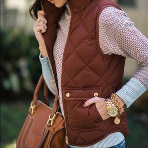 J. Crew Excursion Quilted Burgundy Vest